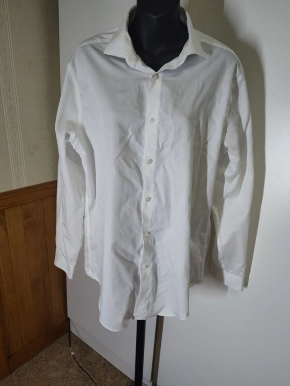 Calvin Klein Non-Iron Slim Fit Dress Shirt White Spread Collar Size 16 32/33